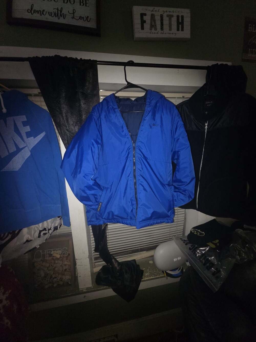 Nike Reversible Blue Puffer Winter Jacket Coat Hooded Full Zip
